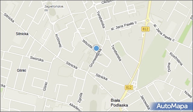 Biała Podlaska, Grunwaldzka, mapa Białej Podlaskiej