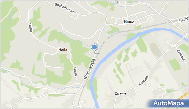 Biecz powiat gorlicki, Grunwaldzka, mapa Biecz powiat gorlicki