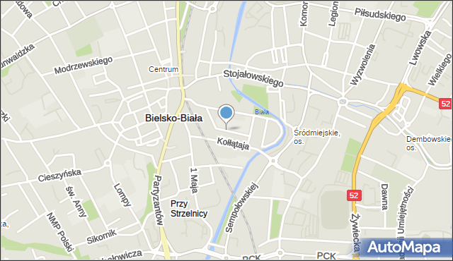 Bielsko-Biała, Grota-Roweckiego Stefana, gen., mapa Bielsko-Białej