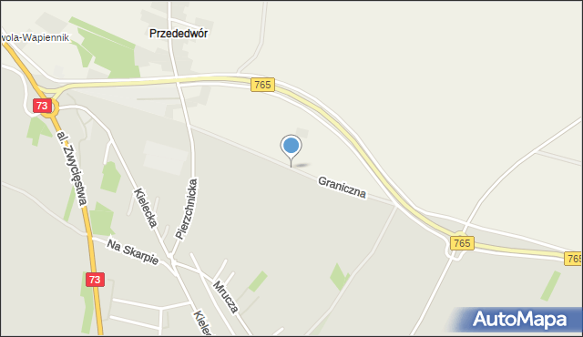 Chmielnik powiat kielecki, Graniczna, mapa Chmielnik powiat kielecki