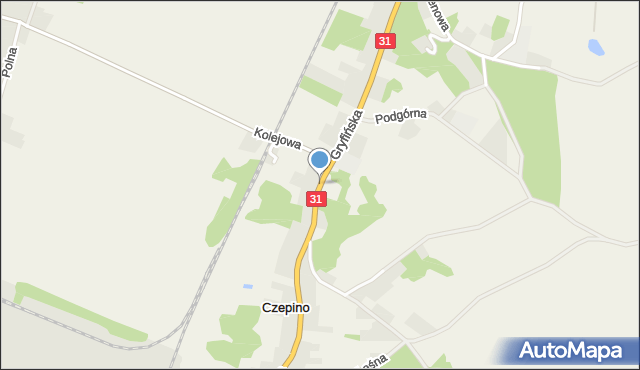 Czepino, Gryfińska, mapa Czepino