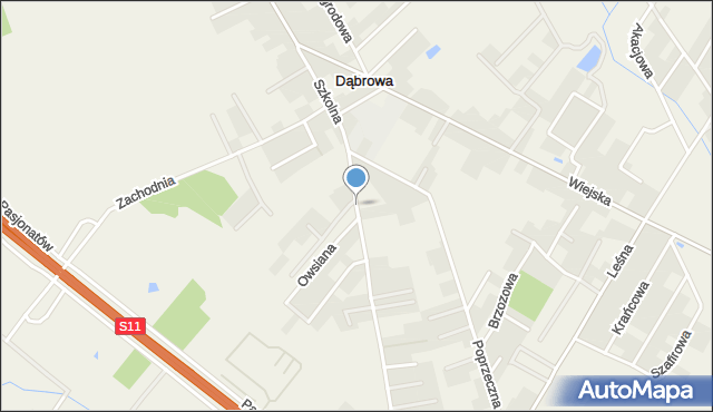 Dąbrowa gmina Dopiewo, Graniczna, mapa Dąbrowa gmina Dopiewo