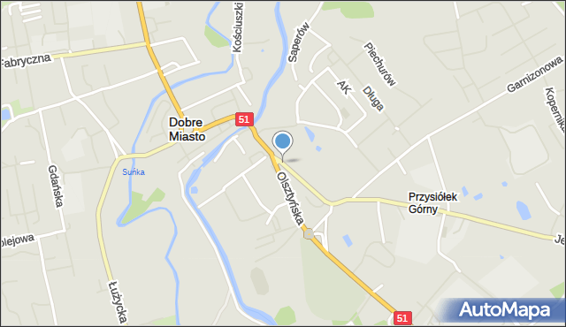 Dobre Miasto, Grunwaldzka, mapa Dobre Miasto