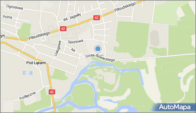 Działoszyn powiat pajęczański, Grota-Roweckiego Stefana, gen., mapa Działoszyn powiat pajęczański
