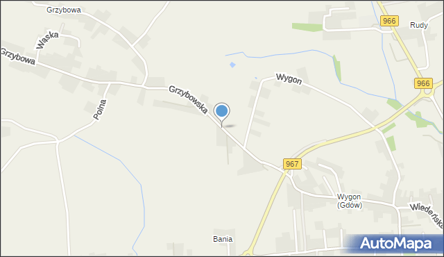 Gdów, Grzybowska, mapa Gdów