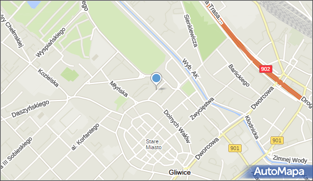 Gliwice, Gruszczyńskiego Tadeusza, mapa Gliwic