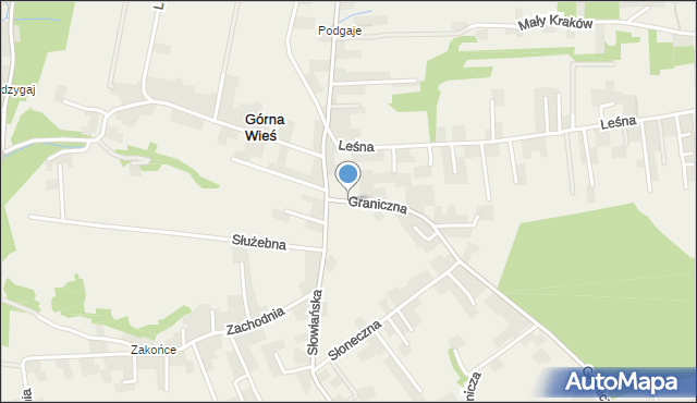 Górna Wieś gmina Michałowice, Graniczna, mapa Górna Wieś gmina Michałowice
