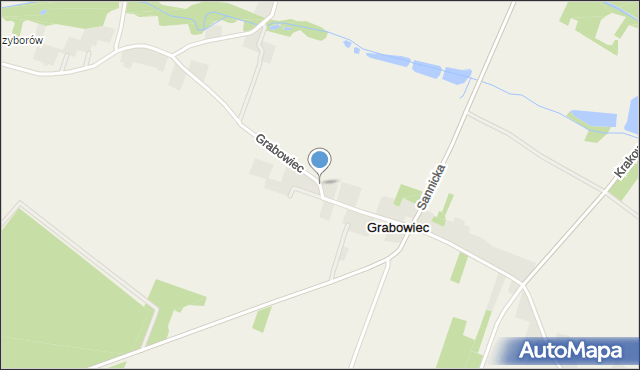 Grabowiec gmina Słubice, Grabowiec, mapa Grabowiec gmina Słubice