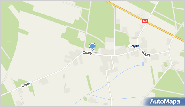 Grądy gmina Wąsewo, Grądy, mapa Grądy gmina Wąsewo