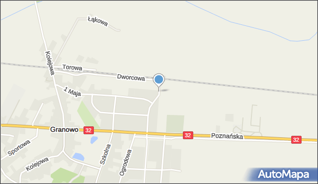 Granowo powiat grodziski, Graniczna, mapa Granowo powiat grodziski