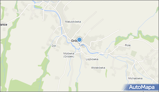Gródek gmina Grybów, Gródek, mapa Gródek gmina Grybów