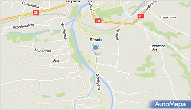 Grybów, Grottgera Artura, mapa Grybów