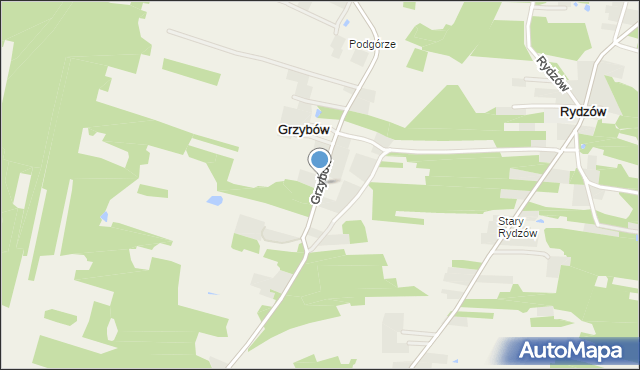 Grzybów gmina Wadowice Górne, Grzybów, mapa Grzybów gmina Wadowice Górne