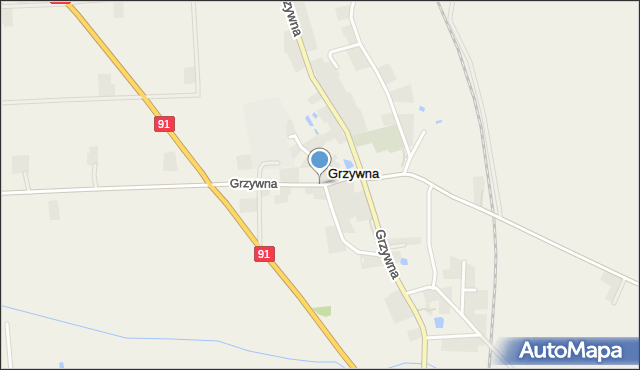 Grzywna gmina Chełmża, Grzywna, mapa Grzywna gmina Chełmża