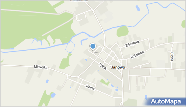 Janowo powiat nidzicki, Graniczna, mapa Janowo powiat nidzicki