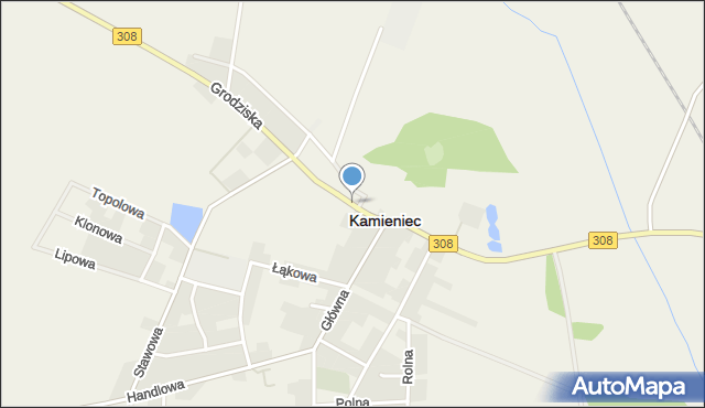 Kamieniec powiat grodziski, Grodziska, mapa Kamieniec powiat grodziski