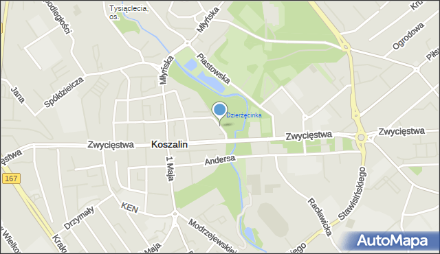 Koszalin, Grodzka, mapa Koszalina
