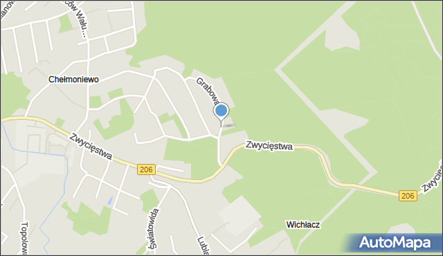 Koszalin, Grabowa, mapa Koszalina