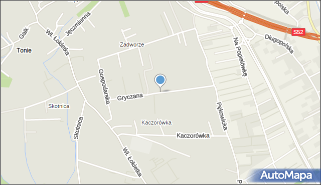 Kraków, Gryczana, mapa Krakowa