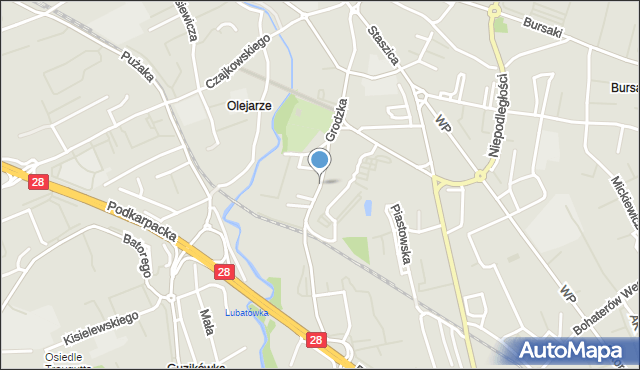 Krosno, Grodzka, mapa Krosna