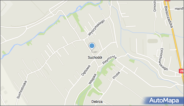Krosno, Grunwaldzka, mapa Krosna