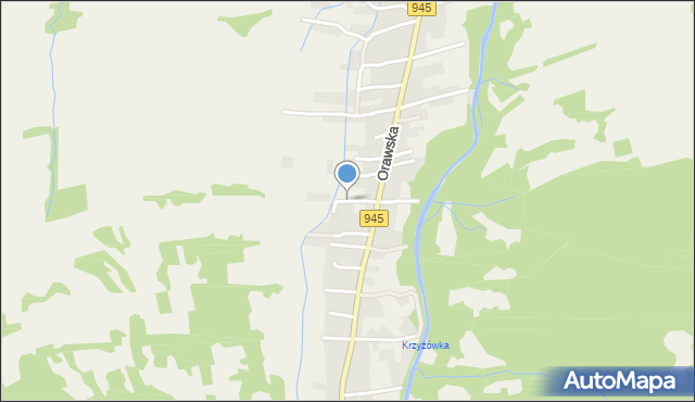 Krzyżowa gmina Jeleśnia, Graniczna, mapa Krzyżowa gmina Jeleśnia