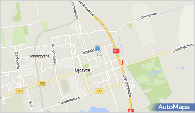 Łęczyca, Grodzkiej Jadwigi, mapa Łęczyca