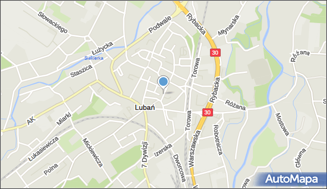 Lubań, Grunwaldzka, mapa Lubań