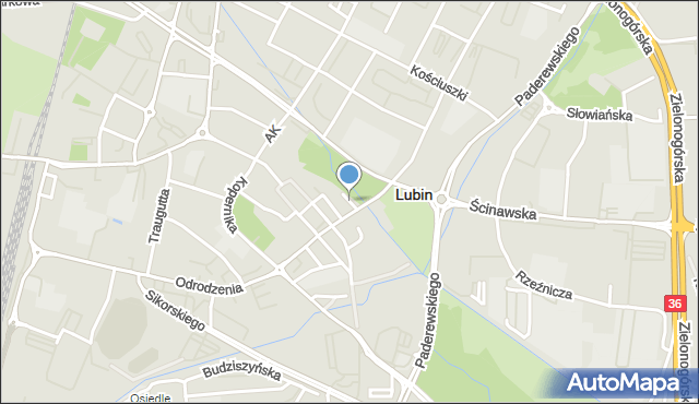 Lubin, Grodzka, mapa Lubin