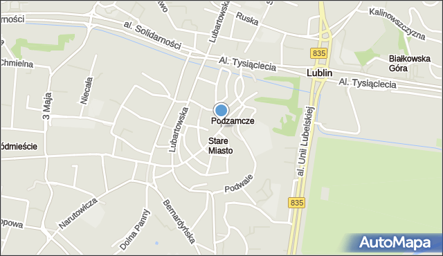 Lublin, Grodzka, mapa Lublina