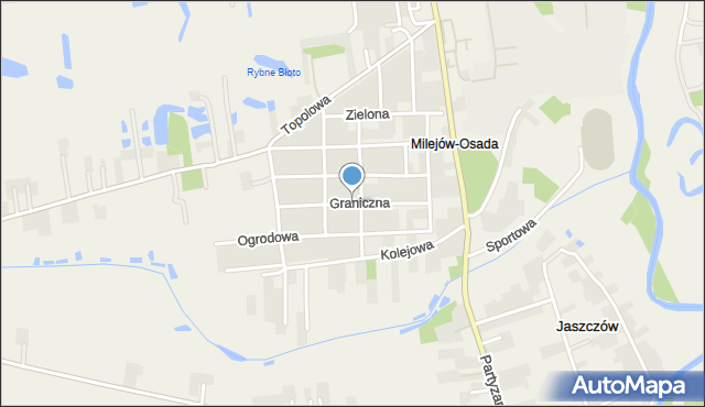 Milejów-Osada, Graniczna, mapa Milejów-Osada