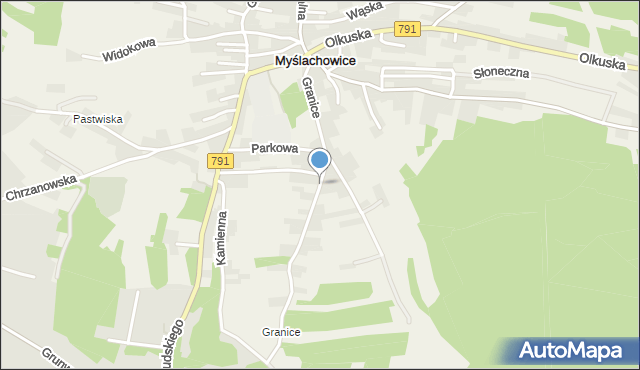 Myślachowice, Granice, mapa Myślachowice