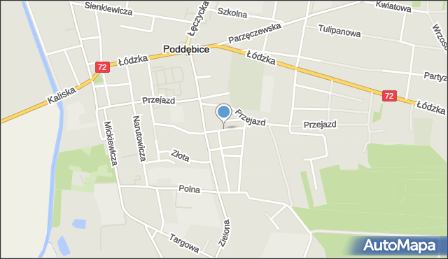 Poddębice, Grunwaldzka, mapa Poddębice