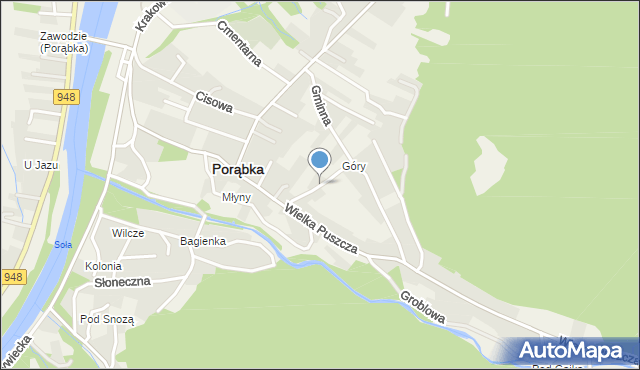Porąbka powiat bielski, Gronowa, mapa Porąbka powiat bielski