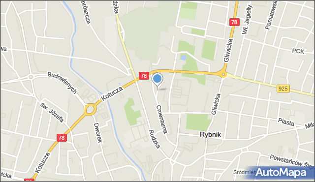 Rybnik, Grottgera Artura, mapa Rybnika