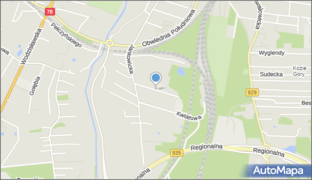 Rybnik, Grzybowa, mapa Rybnika