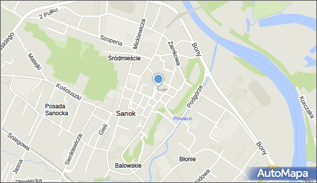 Sanok, Grodka, mapa Sanok