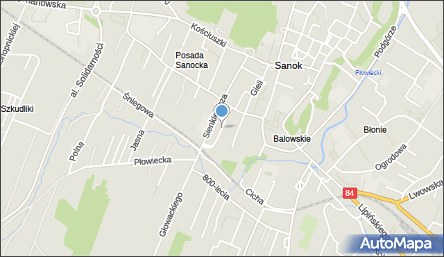 Sanok, Grunwaldzka, mapa Sanok
