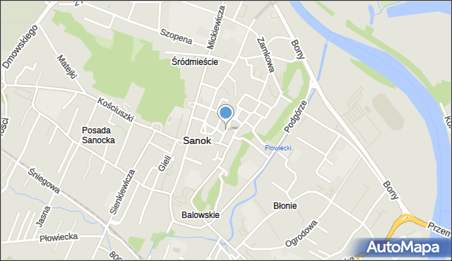 Sanok, Grzegorza, mapa Sanok