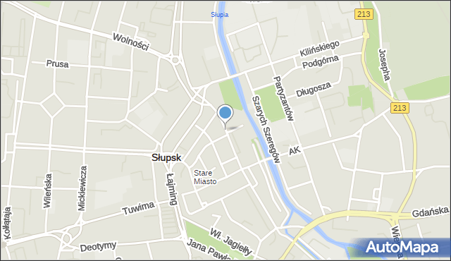 Słupsk, Grodzka, mapa Słupska