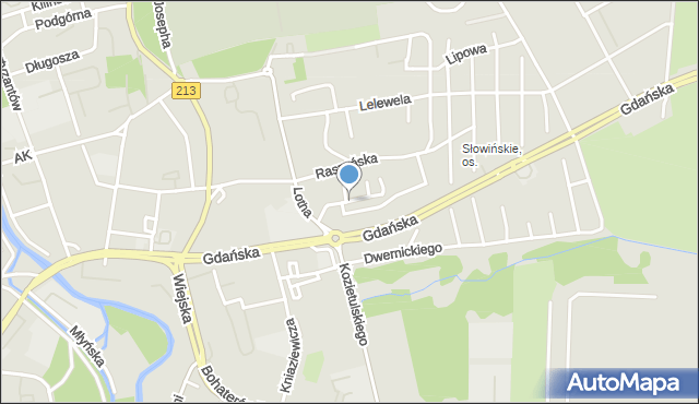 Słupsk, Grucy Adama, prof., mapa Słupska