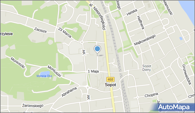 Sopot, Grottgera Artura, mapa Sopotu