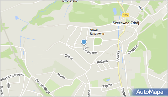 Szczawno-Zdrój, Graniczna, mapa Szczawno-Zdrój