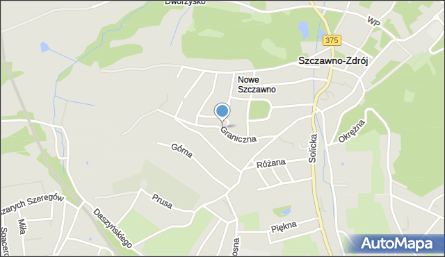 Szczawno-Zdrój, Graniczna, mapa Szczawno-Zdrój