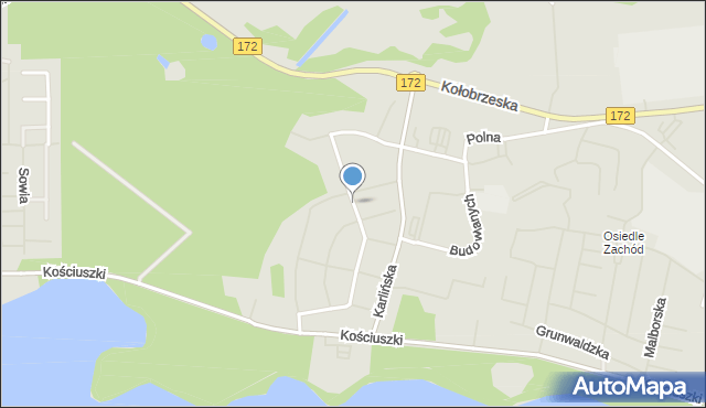 Szczecinek, Grota-Roweckiego Stefana, gen., mapa Szczecinek