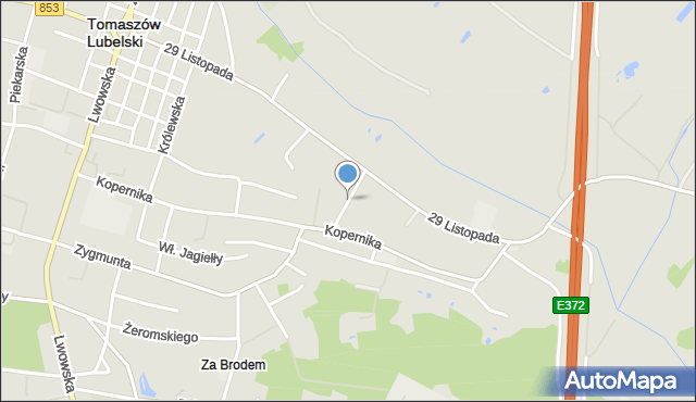 Tomaszów Lubelski, Grota-Roweckiego Stefana, gen., mapa Tomaszów Lubelski