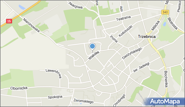 Trzebnica, Graniczna, mapa Trzebnica