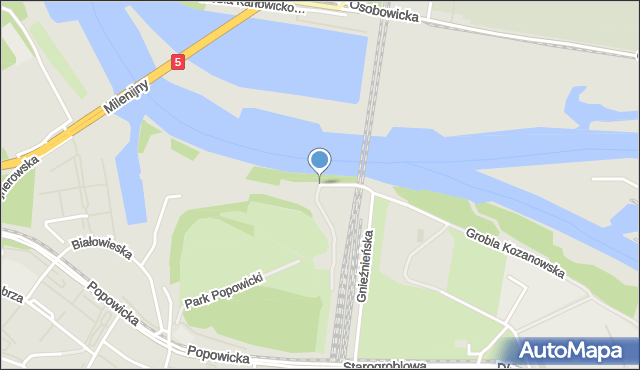 Wrocław, Grobla Kozanowska, mapa Wrocławia