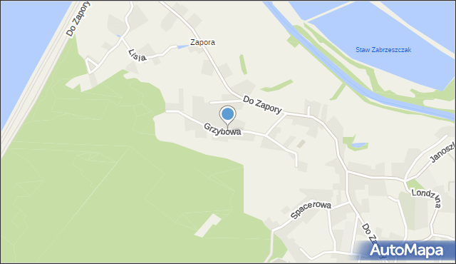 Zabrzeg, Grzybowa, mapa Zabrzeg