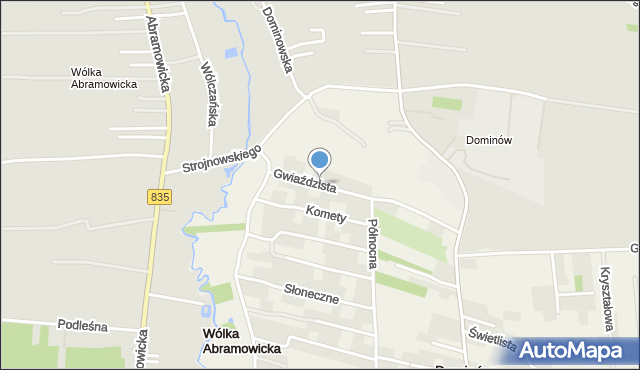 Dominów gmina Głusk, Gwiaździsta, mapa Dominów gmina Głusk